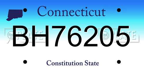 BH76205 Connecticut License Plate
