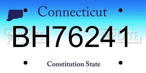 BH76241 Connecticut License Plate