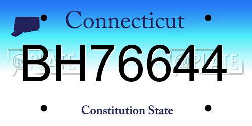 BH76644 Connecticut License Plate