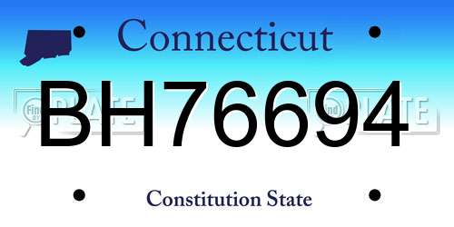 BH76694 Connecticut License Plate