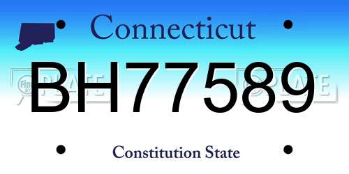 BH77589 Connecticut License Plate