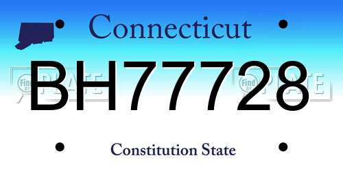 BH77728 Connecticut License Plate