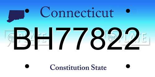 BH77822 Connecticut License Plate