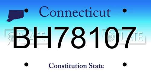 BH78107 Connecticut License Plate