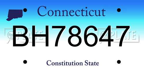 BH78647 Connecticut License Plate