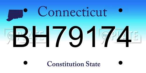 BH79174 Connecticut License Plate