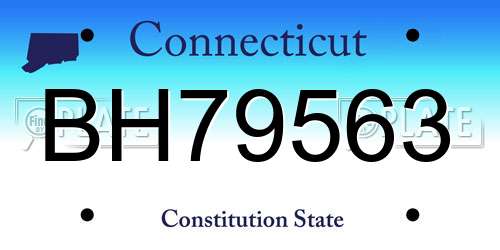 BH79563 Connecticut License Plate