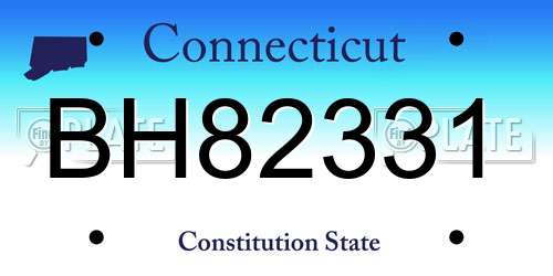 BH82331 Connecticut License Plate