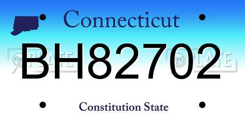 BH82702 Connecticut License Plate