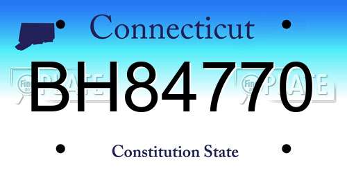 BH84770 Connecticut License Plate