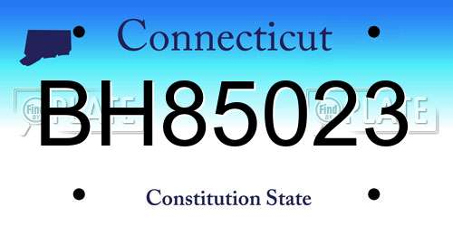 BH85023 Connecticut License Plate