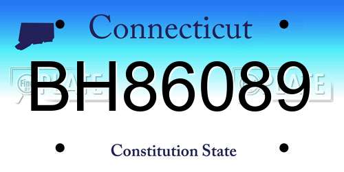 BH86089 Connecticut License Plate