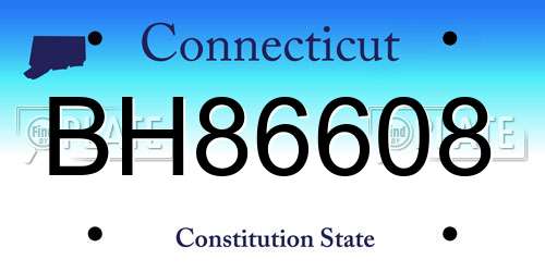 BH86608 Connecticut License Plate
