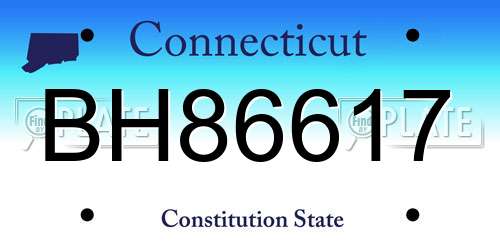 BH86617 Connecticut License Plate
