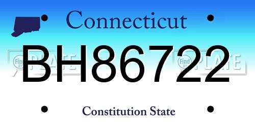 BH86722 Connecticut License Plate
