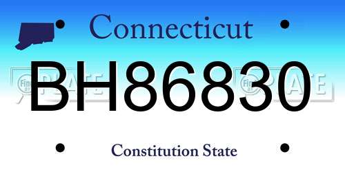 BH86830 Connecticut License Plate