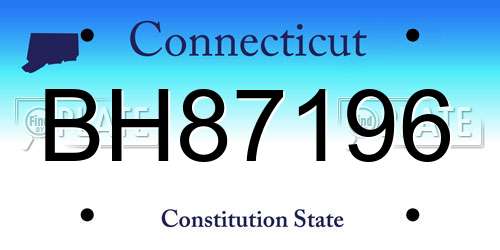 BH87196 Connecticut License Plate