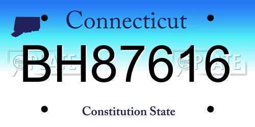 BH87616 Connecticut License Plate