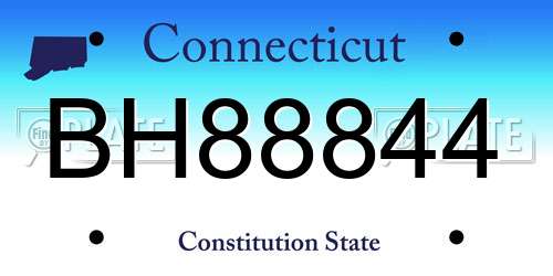 BH88844 Connecticut License Plate