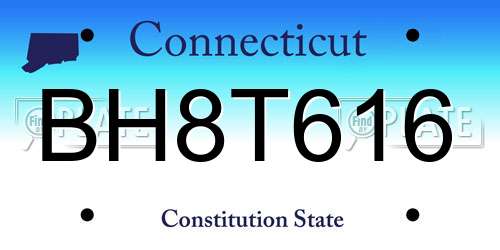 BH8T616 Connecticut License Plate