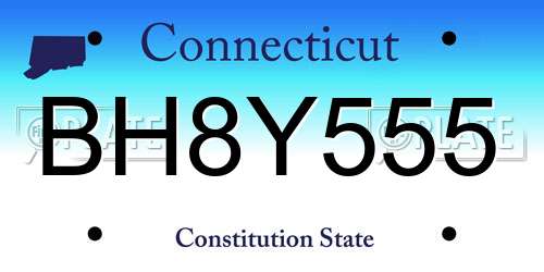 BH8Y555 Connecticut License Plate