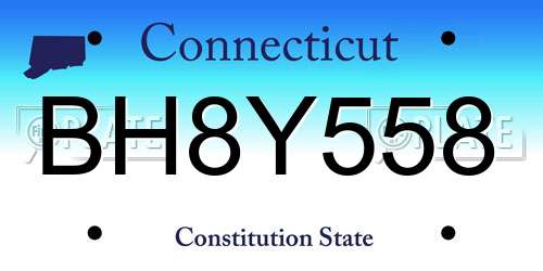 BH8Y558 Connecticut License Plate