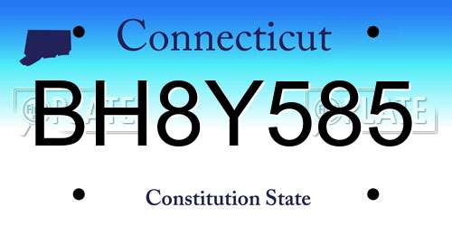 BH8Y585 Connecticut License Plate