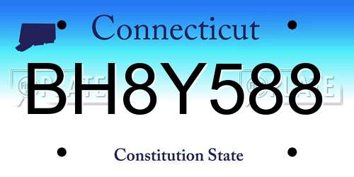 BH8Y588 Connecticut License Plate