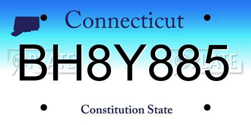 BH8Y885 Connecticut License Plate