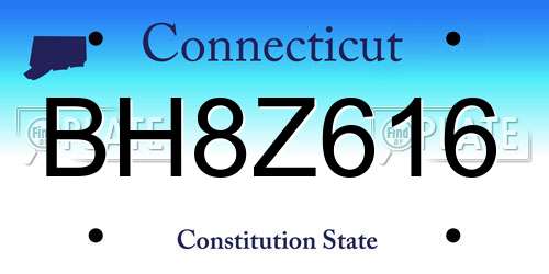 BH8Z616 Connecticut License Plate