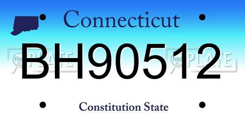 BH90512 Connecticut License Plate