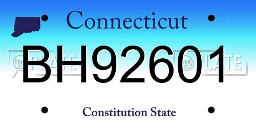 BH92601 Connecticut License Plate