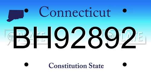 BH92892 Connecticut License Plate