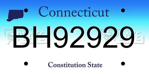 BH92929 Connecticut License Plate