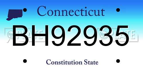 BH92935 Connecticut License Plate