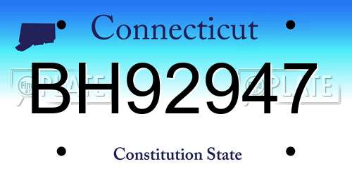 BH92947 Connecticut License Plate