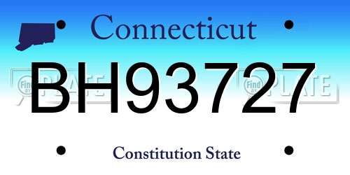 BH93727 Connecticut License Plate
