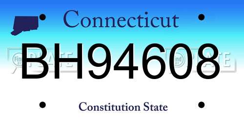 BH94608 Connecticut License Plate