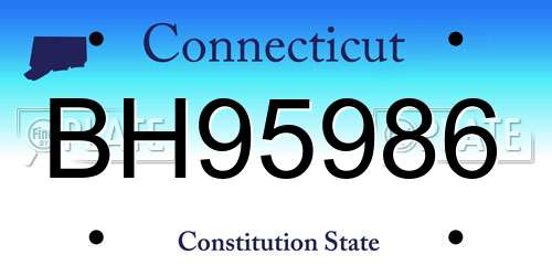 BH95986 Connecticut License Plate