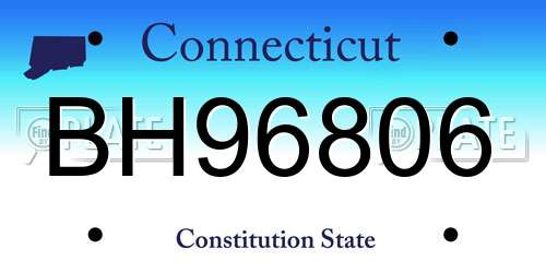 BH96806 Connecticut License Plate