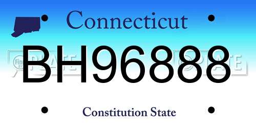 BH96888 Connecticut License Plate