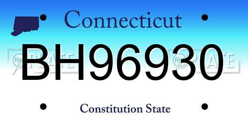 BH96930 Connecticut License Plate