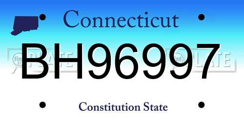 BH96997 Connecticut License Plate