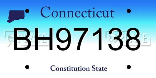 BH97138 Connecticut License Plate