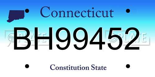 BH99452 Connecticut License Plate