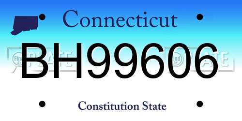 BH99606 Connecticut License Plate