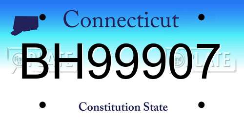 BH99907 Connecticut License Plate