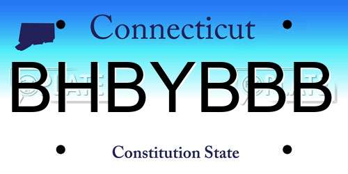 BHBYBBB Connecticut License Plate