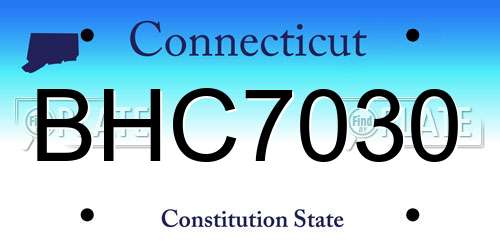 BHC7030 Connecticut License Plate