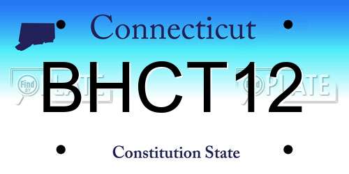 BHCT12 Connecticut License Plate